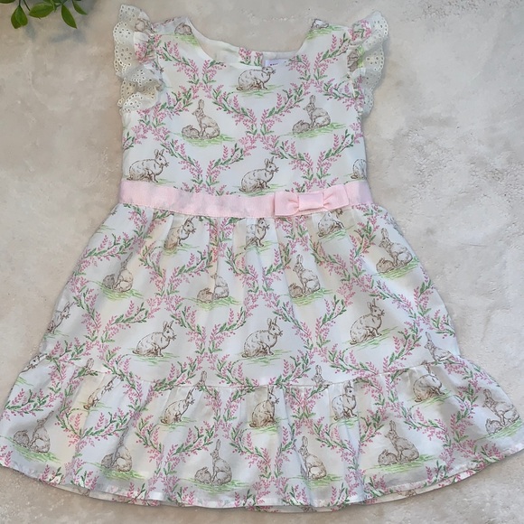 Children’s Place Easter Bunny Dress 4T White & Pink EUC - Picture 3 of 13